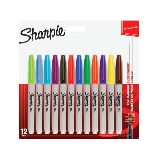 Sharpie Permanent Marker Fine Assorted (Pack of 12)